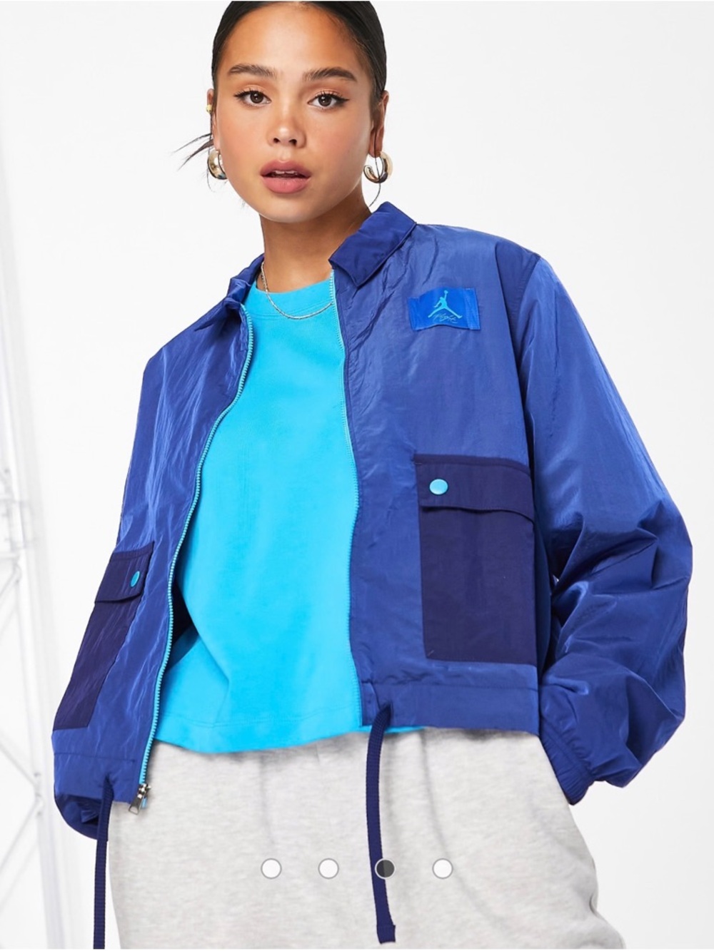 Jordan Royal and Teal Colorblock Cropped Windbreaker